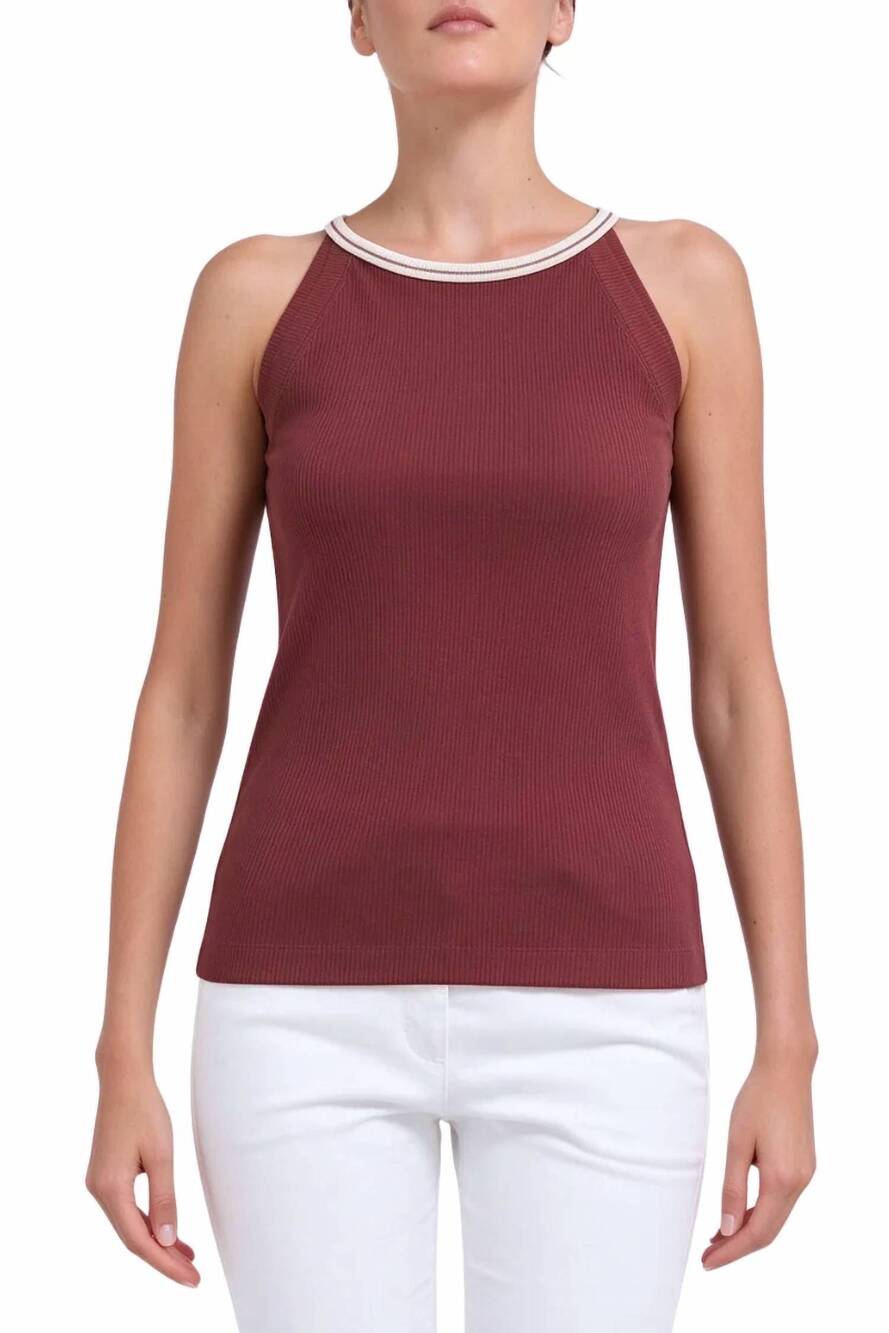 NEW BRUNELLO CUCINELLI women's ribbed tank in red